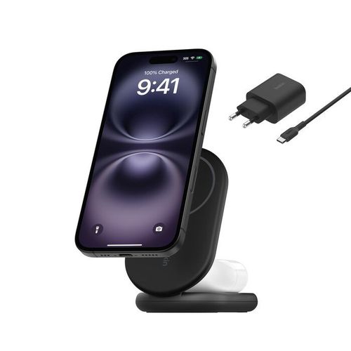 STATION DE RECHARGE PLIABLE 2-EN-1 AVEC INDUCTION Qi2 15W POUR IPHONE / AIRPODS - 1