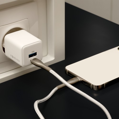 CHARGEUR SECTEUR *GAN* DOUBLE : USB-A 18W QC + USB-C 30W PD BLANC - FOREVER - 4