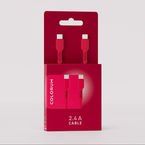 CABLE CHARGE  USB-C VERS LIGHTNING (27W) - LONGUEUR 1.8M - COLORUM ROUGE - 3