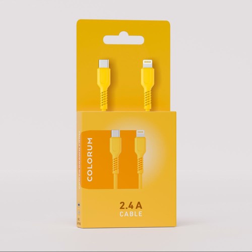 CABLE CHARGE USB-C VERS LIGHTNING (27W) - LONGUEUR 1.8M - COLORUM JAUNE - 3