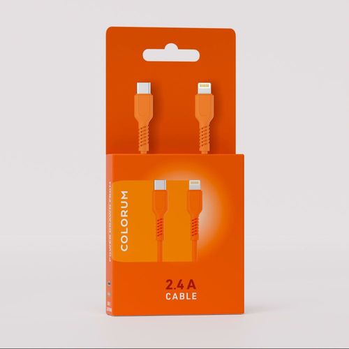 CABLE CHARGE  USB-C VERS LIGHTNING (27W) - LONGUEUR 1.8M - COLORUM ORANGE - 3