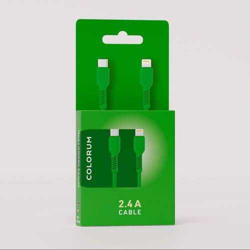 CABLE CHARGE  USB-C VERS LIGHTNING (27W) - LONGUEUR 1.8M - COLORUM VERT - 3