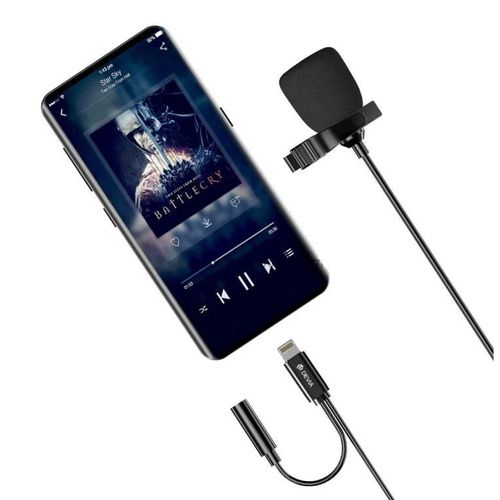 MICROPHONE CRAVATE FILAIRE LIGHTNING AVEC PINCE - 1