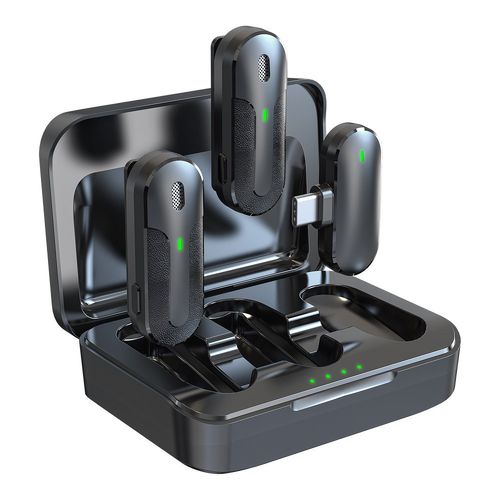PACK 2 MICROPHONES CRAVATE SANS FIL AVEC PINCE + BOITIER DE RECHARGE - 4