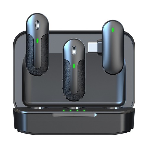 PACK 2 MICROPHONES CRAVATE SANS FIL AVEC PINCE + BOITIER DE RECHARGE - 6