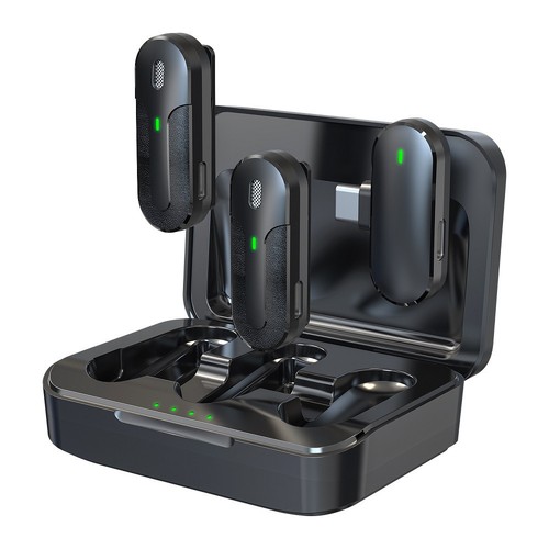 PACK 2 MICROPHONES CRAVATE SANS FIL AVEC PINCE + BOITIER DE RECHARGE - 8