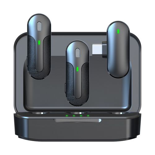 PACK 2 MICROPHONES CRAVATE SANS FIL AVEC PINCE + BOITIER DE RECHARGE - 6