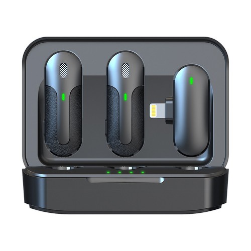 PACK 2 MICROPHONES CRAVATE SANS FIL AVEC PINCE + BOITIER DE RECHARGE - 5