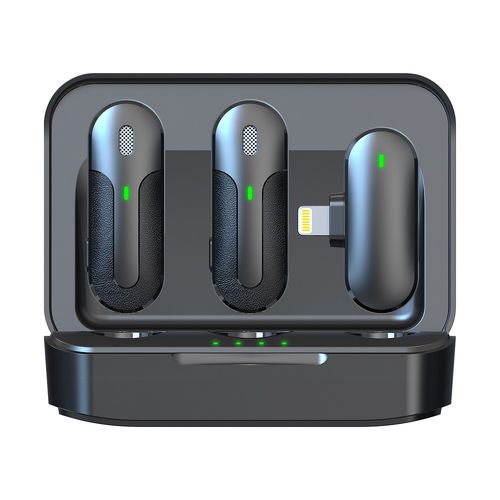 PACK 2 MICROPHONES CRAVATE SANS FIL AVEC PINCE + BOITIER DE RECHARGE - 5