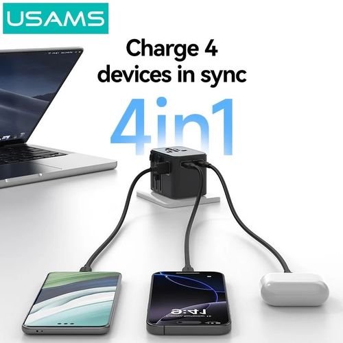 CHARGEUR SECTEUR USB-C 25W : 1 USB-A + 2 USB-C - INTERNATIONAL 4-EN-1 AU / UK / US / EU - 3