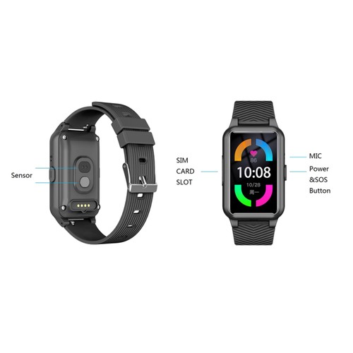 MONTRE CONNECTEE INTELLIGENTE 2G/4G ALERTE DE CHUTE OU D'INACTIVITE - FREQUENCE CARDIAQUE - IP67 – NOIRE - 4