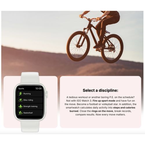 MONTRE CONNECTEE IGO - FREQUENCE CARDIAQUE - IP67 – BLUETOOTH 5.3 - NOIRE - 9