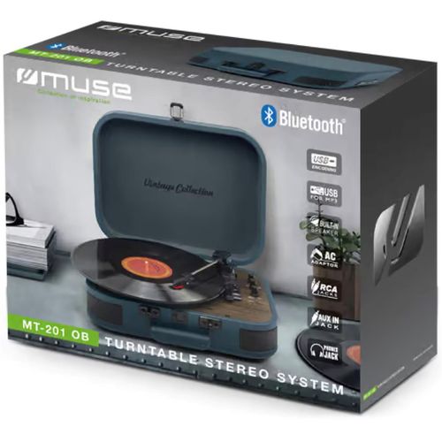 TOURNE-DISQUES VINYLES + FONCTION STEREO BLUETOOTH 2 x 5W BLEU - MUSE - 3