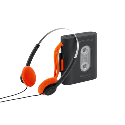 LECTEUR RÉTRO DE CASSETTE PORTABLE AVEC CASQUE AUDIO FILAIRE - JACK 3.5 + BLUETOOTH - NOIR - MUSE - 1