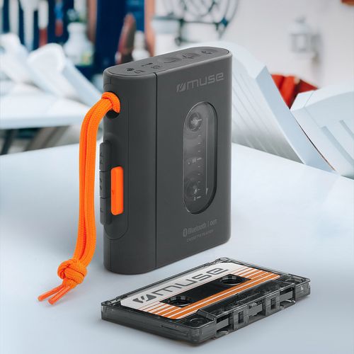LECTEUR RÉTRO DE CASSETTE PORTABLE AVEC CASQUE AUDIO FILAIRE - JACK 3.5 + BLUETOOTH - NOIR - MUSE - 3
