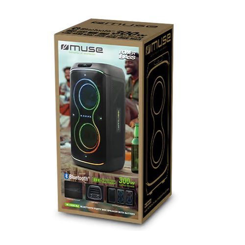 ENCEINTE PORTABLE PARTY BOX 300W USB / AUX / BLUETOOTH 5.3 + MICROPHONE INCLUS + LUMIERE D'AMBIANCE - MUSE - 5