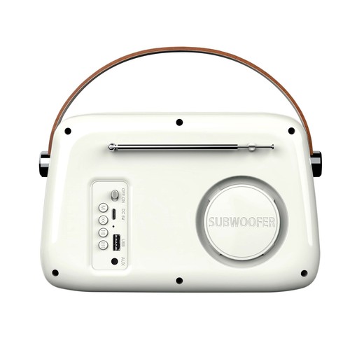 ENCEINTE BLUETOOTH PORTABLE RETRO ALMA 5W + RADIO FM - BLANC - LEDWOOD - 3