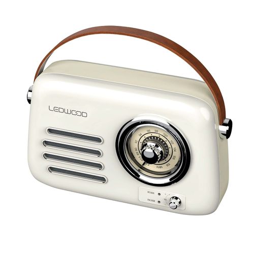 ENCEINTE BLUETOOTH PORTABLE RETRO ALMA 5W + RADIO FM - BLANC - LEDWOOD - 2