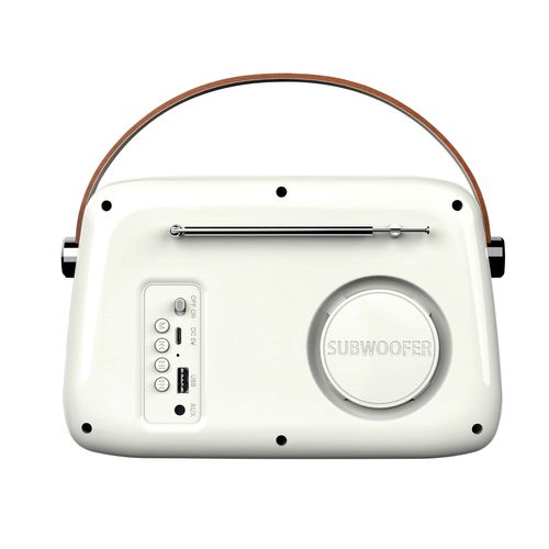 ENCEINTE BLUETOOTH PORTABLE RETRO ALMA 5W + RADIO FM - BLANC - LEDWOOD - 3