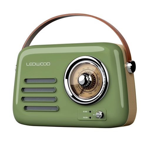 ENCEINTE BLUETOOTH PORTABLE RETRO ALMA 5W + RADIO FM - VERT - LEDWOOD - 4
