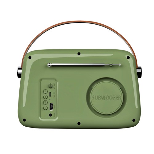 ENCEINTE BLUETOOTH PORTABLE RETRO ALMA 5W + RADIO FM - VERT - LEDWOOD - 3