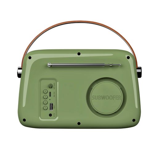 ENCEINTE BLUETOOTH PORTABLE RETRO ALMA 5W + RADIO FM - VERT - LEDWOOD - 3