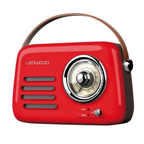 ENCEINTE BLUETOOTH PORTABLE RETRO ALMA 5W + RADIO FM - ROUGE - LEDWOOD - 4