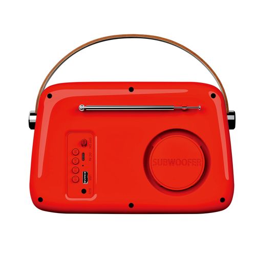 ENCEINTE BLUETOOTH PORTABLE RETRO ALMA 5W + RADIO FM - ROUGE - LEDWOOD - 3
