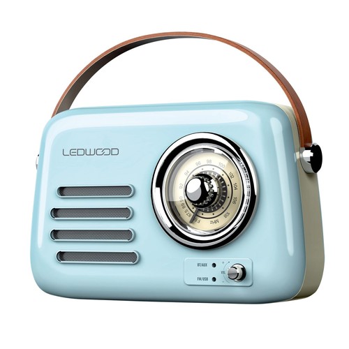ENCEINTE BLUETOOTH PORTABLE RETRO ALMA 5W + RADIO FM - BLEU - LEDWOOD - 1