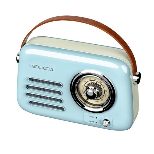 ENCEINTE BLUETOOTH PORTABLE RETRO ALMA 5W + RADIO FM - BLEU - LEDWOOD - 2