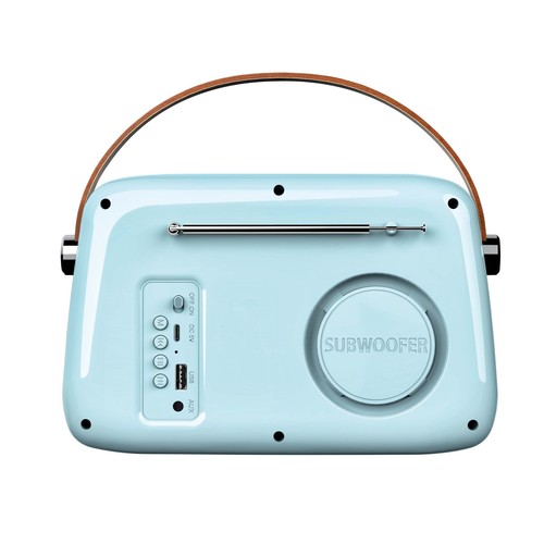 ENCEINTE BLUETOOTH PORTABLE RETRO ALMA 5W + RADIO FM - BLEU - LEDWOOD - 3