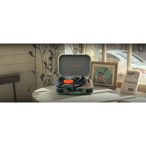 TOURNE-DISQUES VINYLES + FONCTION STEREO BLUETOOTH 2 x 5W + BLUETOOTH OUT - VERT - MUSE - 3