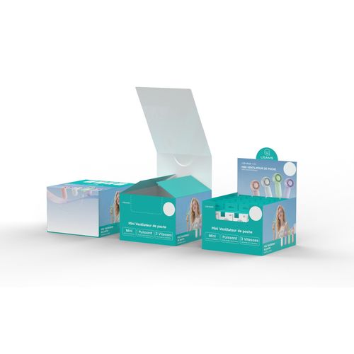 PACK COMPLET : PRESENTOIR + 24PCS MINI-VENTILATEUR DE POCHE - 3 VITESSES - 500 MAH - USAMS - 3