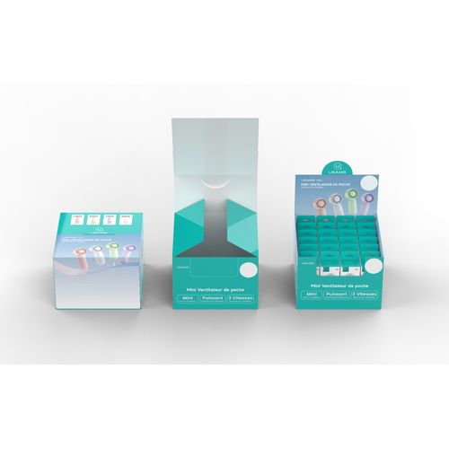 PACK COMPLET : PRESENTOIR + 24PCS MINI-VENTILATEUR DE POCHE - 3 VITESSES - 500 MAH - USAMS - 5