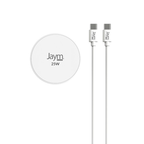 CHARGEUR INTELLIGENT PAD A INDUCTION RAPIDE QI2 25W - AIMANTÉ MAGSAFE AVEC FONCTION STAND - BLANC - JAYM® - 3