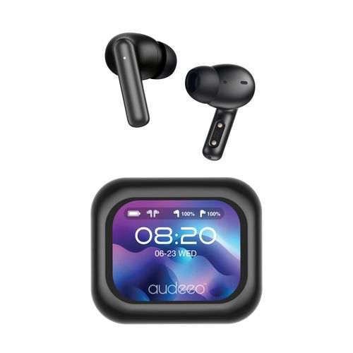 ECOUTEURS TRUE WIRELESS BLUETOOTH 6.0 AVEC ECRAN DIGITAL + NOISE CANCELLING - NOIRS - AUDEEO - 1