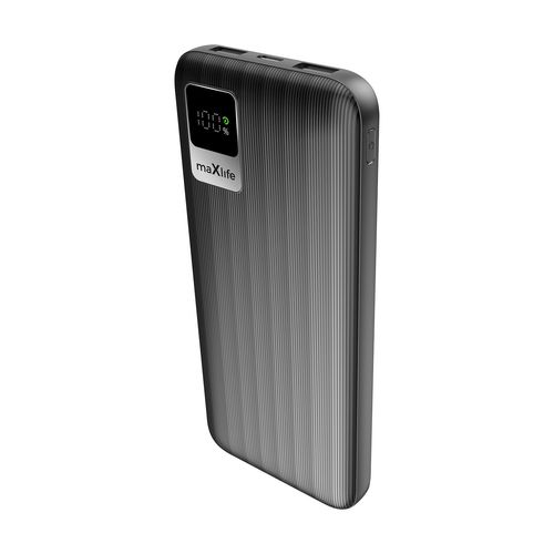 BATTERIE DE SECOURS 10 000 MAH 2 USB-A OUT + 1 USB-C IN - NOIR - MAXLIFE - 4