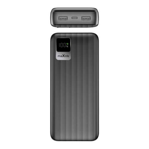 BATTERIE DE SECOURS 20 000 MAH 2 USB-A OUT + 1 USB-C IN - NOIR - MAXLIFE - 2