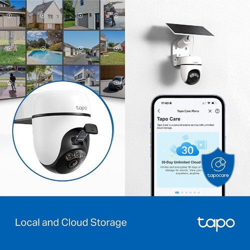 KIT CAMERA WIFI POUR EXTERIEUR AVEC PANNEAU SOLAIRE - ROTATIVE 360° ET INCLINABLE 130° - VIDEO 2K 3MP - TAPO - 11
