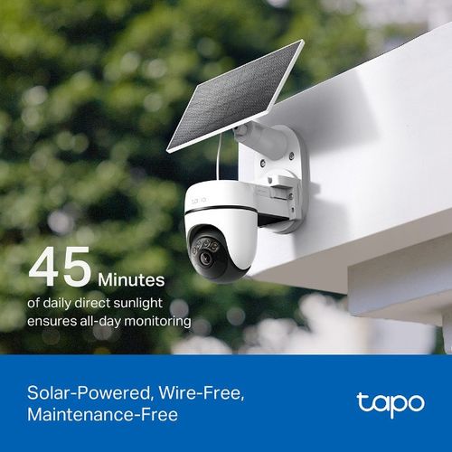 KIT CAMERA WIFI POUR EXTERIEUR AVEC PANNEAU SOLAIRE - ROTATIVE 360° ET INCLINABLE 130° - VIDEO 2K 3MP - TAPO - 6
