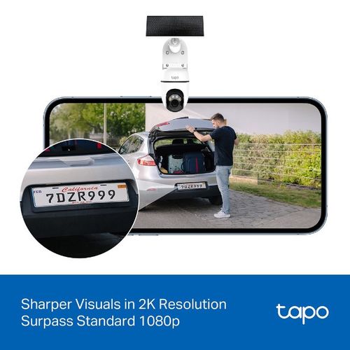 KIT CAMERA WIFI POUR EXTERIEUR AVEC PANNEAU SOLAIRE - ROTATIVE 360° ET INCLINABLE 130° - VIDEO 2K 3MP - TAPO - 7