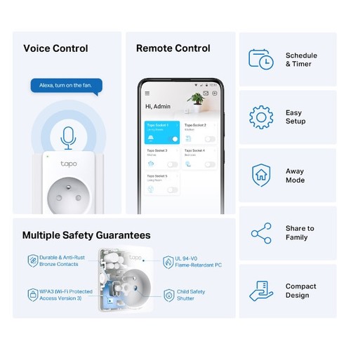 PRISE CONNECTEE WIFI AVEC COMMANDE A DISTANCE - COMMANDE VOCALE - BLUETOOTH 4.2 - TAPO - 2