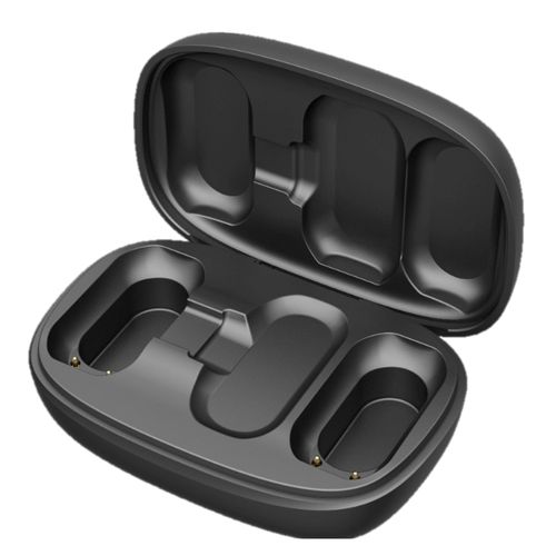 PACK 2 MICROPHONES CRAVATE 2 EN 1 SANS FIL AVEC PINCE + BOITIER DE RECHARGE - TRANS. USB-C - HD NOISE CANC. ANC - NOIR - DEVIA - 2