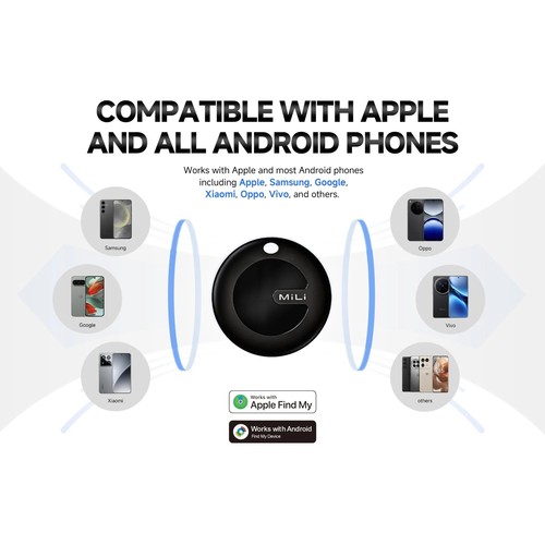 LOCALISATEUR D'OBJETS - TAG UNIVERSEL CERTIFIÉ APPLE FIND MY® ET ANDROID LOCALISATOR® - FORMAT PORTE CLÉS - BLANC - MILI - 6