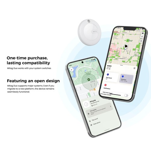 LOCALISATEUR D'OBJETS - TAG UNIVERSEL CERTIFIÉ APPLE FIND MY® ET ANDROID LOCALISATOR® - FORMAT PORTE CLÉS - BLANC - MILI - 7