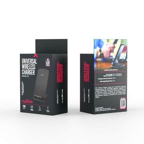 CHARGEUR INTELLIGENT PAD A INDUCTION RAPIDE QI 15W AVEC STAND - NOIR - MAXLIFE - 5
