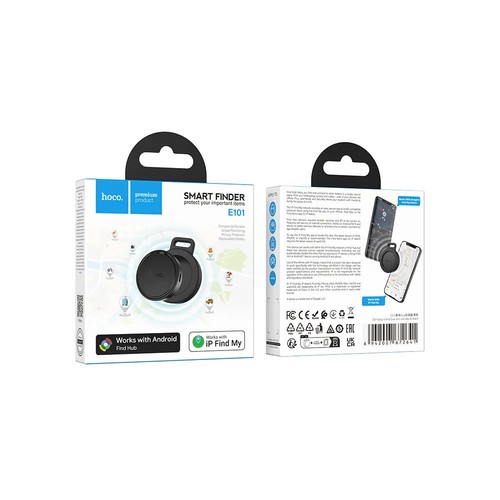 LOCALISATEUR D'OBJETS - TAG UNIVERSEL CERTIFIÉ APPLE FIND MY® ET ANDROID FIND MY DEVICE® - FORMAT PORTE CLÉS - NOIR - HOCO - 5