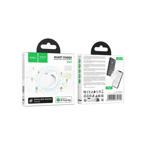 LOCALISATEUR D'OBJETS - TAG UNIVERSEL CERTIFIÉ APPLE FIND MY® ET ANDROID FIND MY DEVICE® - FORMAT PORTE CLÉS - BLANC - HOCO - 5