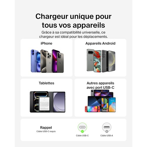 CHARGEUR SECTEUR USB-C 65W PD-PPS - BLANC - BELKIN - 7