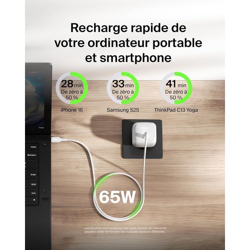 CHARGEUR SECTEUR USB-C 65W PD-PPS - BLANC - BELKIN - 2